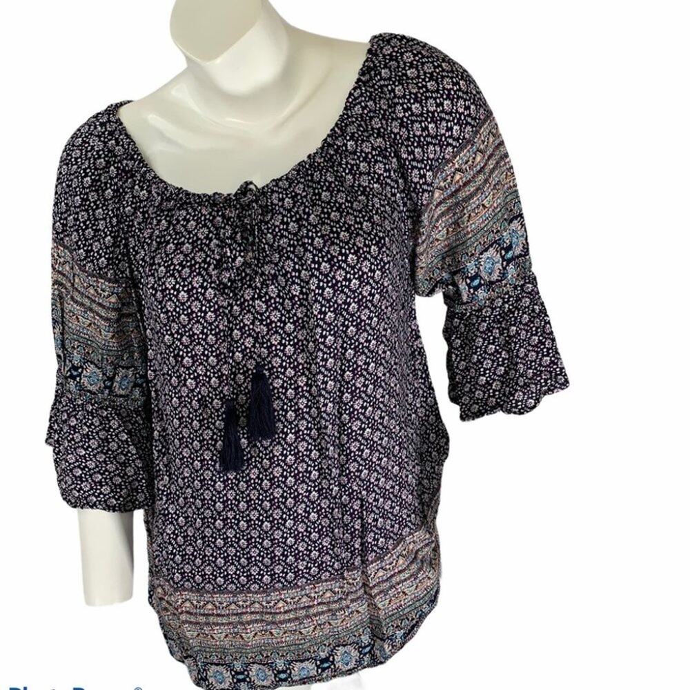 Bailey & Chloe Large BOHO floral drawstring tassel